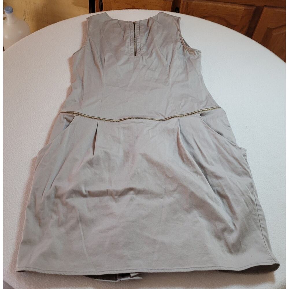 Womens Dress Sz 6 Sleeveless Tan Safari Minimalist Skirt Top Separates w Zipper